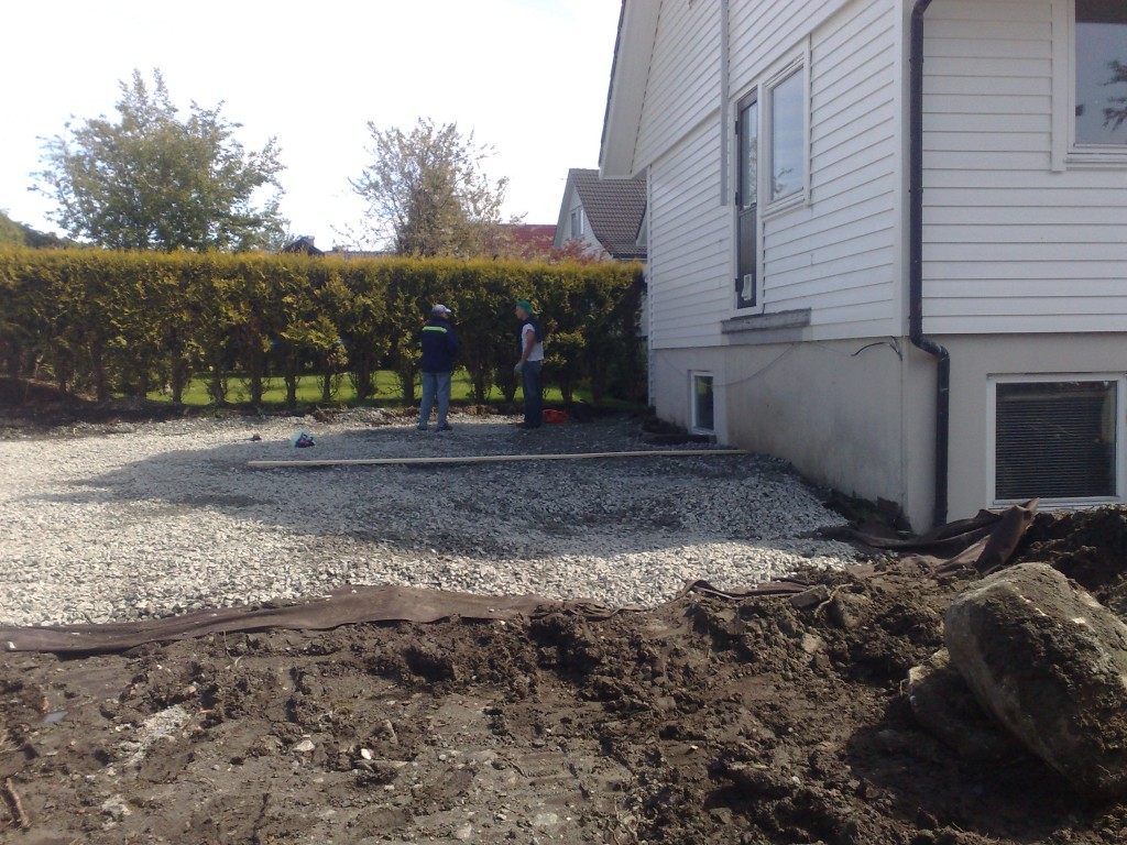 åpent område med grus