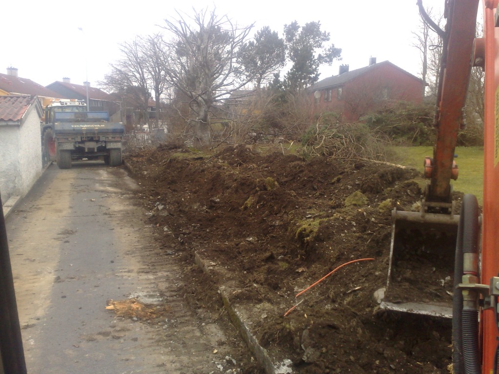 vei hvor veiskulderen har rast ned