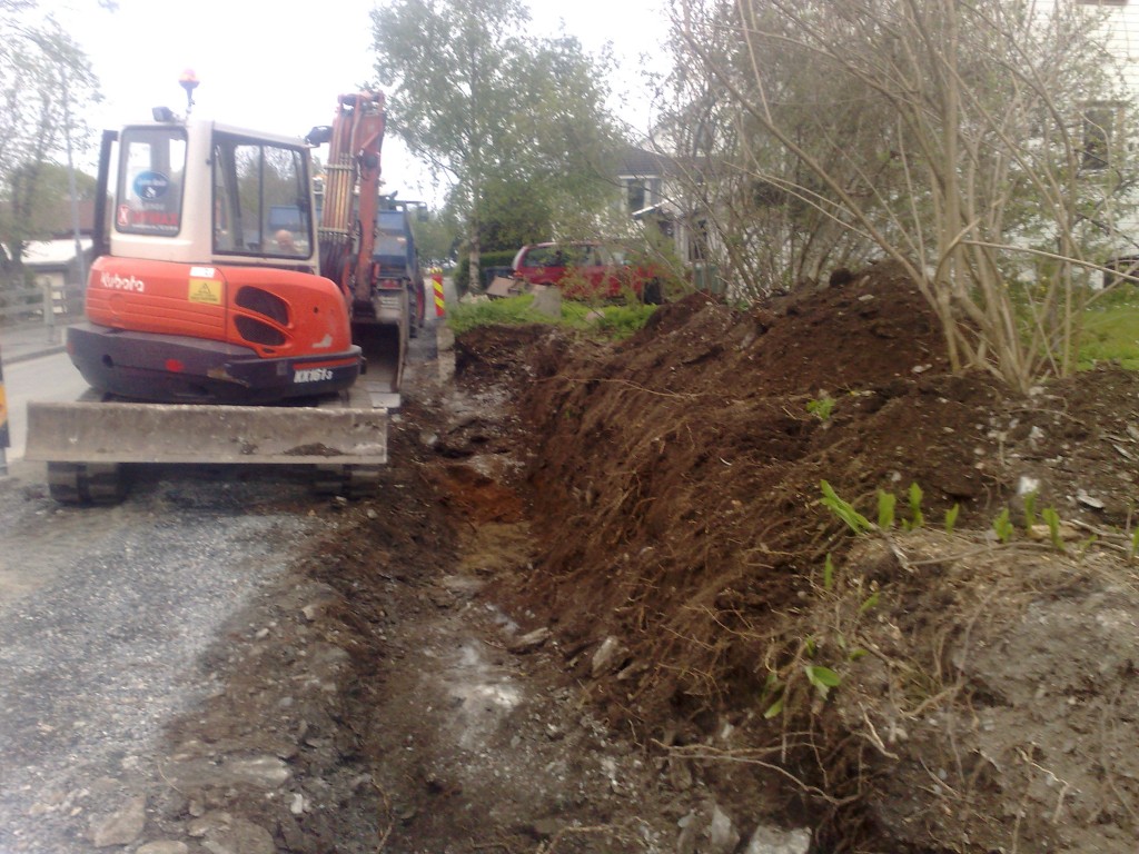 vei hvor veiskulderen har rast ned